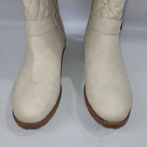 Allia Quilted Lace-Up Back Boot Bone Color Womens size 9 - Picture 3 of 8